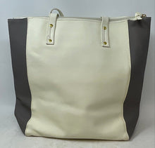 Load image into Gallery viewer, Joy Mangano Womens White Gray Leather Double Handle Shoulder Tote Handbag
