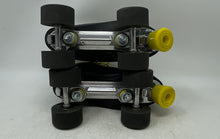 Load image into Gallery viewer, Smiley Skate Supply Womens Black Faux Leather Lace-Up Quad Roller Skates Size 6