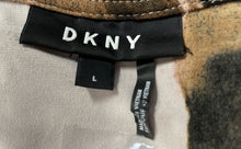 Load image into Gallery viewer, DKNY Womens Multicolor Abstract Print Short Sleeve Wrap Blouse Top Size L