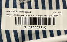 Load image into Gallery viewer, Tommy Hilfiger Womens Black White Striped Long Sleeve Ruffle Blouse Top Size S