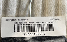 Load image into Gallery viewer, H&M Womens Beige Knitted Ribbed Long Sleeve V-Neck Pullover Sweater Size XL