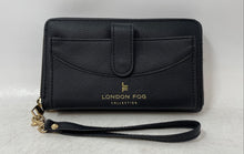 Load image into Gallery viewer, London Fog Womens Felicity Black Pebbled Leather Zip-Around Wristlet Wallet