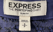 Load image into Gallery viewer, Express Womens Blue Collared Slim-Fit Long Sleeve Button-Up Shirt Size S