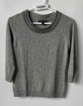Load image into Gallery viewer, Banana Republic Womens Gray Beaded 3/4 Sleeve Pullover Sweater Size Small
