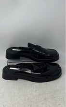 Load image into Gallery viewer, Zara Womens Black Patent Leather Square Toe Open Back Slip-On Mules Size EUR 41