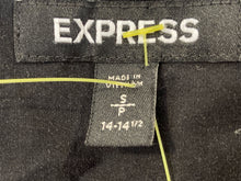Load image into Gallery viewer, Express Mens Black Floral Short Sleeve Collared Dress Shirt Size Small 14-14.5