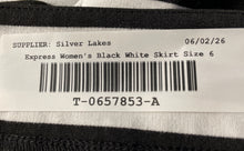 Load image into Gallery viewer, Express Womens Black White Striped Side Zip Asymmetrical Wrap Skirt Size 6