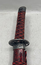 Load image into Gallery viewer, Japanese Samurai Katana Sword With Red Black Wrapped Handle & Patterned Scabbard