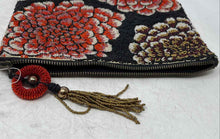 Load image into Gallery viewer, Jasper & Jeera Womens Multicolor Floral Zip Top Lined Beaded Pouch Wallet