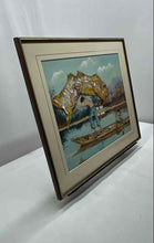 Load image into Gallery viewer, Man With Fishing Net On Boat By Rodolfo Framed Landscape Art Painting