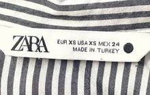Load image into Gallery viewer, Zara Womens Gray White Striped Long Sleeve Collared Pockets Button-Up Shirt XS