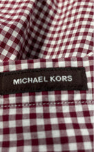 Load image into Gallery viewer, Michael Kors Mens Burgundy White Gingham Classic Fit Button-Up Shirt Size L
