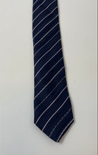 Load image into Gallery viewer, Alby Mens Pink Blue Striped Silk Adjustable Pointed Tie