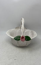 Load image into Gallery viewer, White Floral Engraved Ceramic Home Decorative Top Handle Centerpiece Basket