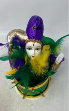 Load image into Gallery viewer, Grand Casino Mardi Gras Clown Jester Porcelain Musical Doll In Box