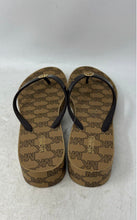 Load image into Gallery viewer, Michael Kors Womens Brown Signature Print Slip-On Flip-Flop Sandals Size 10M