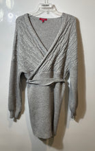 Load image into Gallery viewer, Guess Womens Gray Long Sleeve Belted Cable-Knit Sweater Dress Size Large