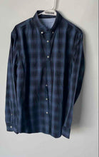 Load image into Gallery viewer, Banana Republic Mens Blue Plaid Luxe Poplin Long Sleeve Button-Up Shirt Size M