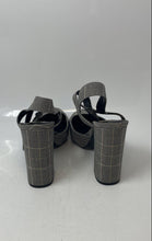 Load image into Gallery viewer, Gianni Bini Womens Black Gray Plaid Print Ankle Strap High Platform Heels Sz 6M