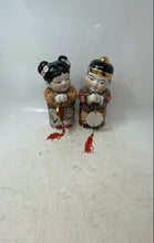 Load image into Gallery viewer, Pair Of Vintage Chinese Boy & Girl Hand Painted Prosperity Ceramic Figurine