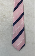 Load image into Gallery viewer, Altea Milano Mens Pink Blue Striped Silk Adjustable Long Formal Designer Tie