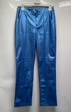 Load image into Gallery viewer, Fashion Nova Womens Blue Faux Leather Pockets Straight Leg Trouser Pants Size M
