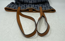 Load image into Gallery viewer, Michael Kors Womens Blue White Brown Monogram Leather Trim Magnetic Tote Bag