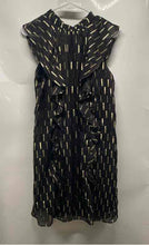 Load image into Gallery viewer, Worthington Womens Black Gold Metallic Sleeveless Ruffle Mini Dress Sz 12 W/ Tag