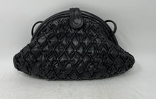Load image into Gallery viewer, Miriam Lefcourt Womens Black Leather Diamond Basket Weave Design Shoulder Bag