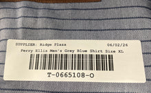 Load image into Gallery viewer, Perry Ellis Mens Gray Blue Striped Cotton Long Sleeve Button-Up Shirt Size XL