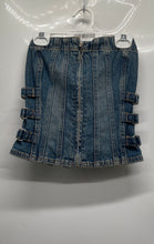 Load image into Gallery viewer, Zara Womens Blue Denim Strapless Smocked Back Full-Zip Blouse Top Size XS w/ Tag