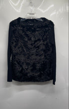 Load image into Gallery viewer, Zara Womens Black Long Sleeve Crew Neck Fur Trim Knitted Pullover Sweater Size L