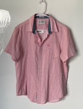 Load image into Gallery viewer, Original Penguin Mens Red Striped Collared Short Sleeve Button-Up Shirt Size L