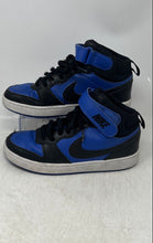 Load image into Gallery viewer, Nike Boys Court Borough Mid 2 Blue Black Leather Lace-Up Sneaker Shoes Size 6Y