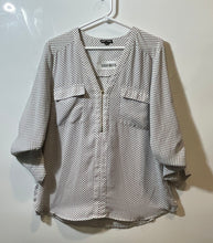 Load image into Gallery viewer, Express Womens White Black Polka Dot Long Roll Tab Sleeve Blouse Top Size XL