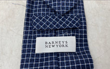 Load image into Gallery viewer, Barneys New York Mens Blue Check Keeper Loop Adjustable Formal Pointed Tie