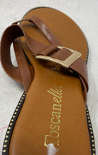 Load image into Gallery viewer, Toscanella Womens Brown Leather Side Buckle Luxury Thong Sandals Size 9.5