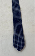 Load image into Gallery viewer, Barneys New York Mens Blue Check Keeper Loop Adjustable Formal Pointed Tie