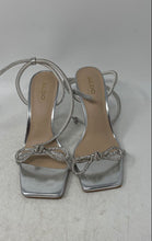Load image into Gallery viewer, Aldo Womens Barrona Silver Rhinestone Stiletto Heel Ankle Strap Sandals Size 6