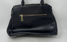 Load image into Gallery viewer, DKNY Womens Paige Black Leather Top Zipper Double Handles Medium Satchel Bag