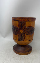 Load image into Gallery viewer, Vintage Brown Floral Hand-Carved Wood 3 Pcs Footed Mortar And Pestle Set