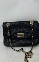 Load image into Gallery viewer, Aldo Womens Black Floral Embossed Leather Chain Strap Pockets Crossbody Bag