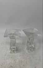 Load image into Gallery viewer, Set Of 2 Pieces Shannon Clear Irish Crystal Square Base Candle Holder With Box