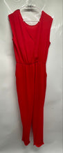 Load image into Gallery viewer, Zara Womens Red Sleeveless V-Neck Pullover Pockets One-Piece Jumpsuit Size S