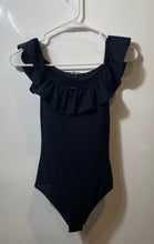 Load image into Gallery viewer, Express Womens Dark Blue Ruffle Off-The-Shoulder Bodysuit Blouse Top Size XXS