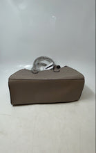 Load image into Gallery viewer, Nine West Womens Chelsay Beige Signature Embossed Leather Satchel Bag With Tags