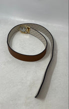 Load image into Gallery viewer, Michael Kors Womens White Monogram Leather Adjustable Reversible Belt