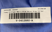 Load image into Gallery viewer, Tommy Hilfiger Mens Blue Cotton Long Sleeve Collared Dress Shirt Size 19 Tall