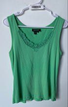 Load image into Gallery viewer, Lauren Ralph Lauren Womens Green Sleeveless Crochet Scoop Neck Tank Top Size L