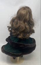 Load image into Gallery viewer, Vintage Franklin Heirloom Porcelain Green Coat Brown Hair Blue Eyes Doll
